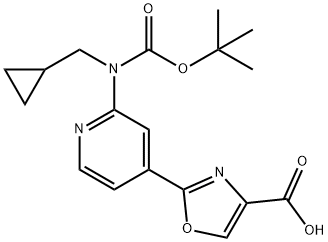 2-(N-BOC-环丙甲氨基)吡啶-4-基)恶唑-4-甲酸 结构式