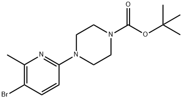 4-(5-溴-6-甲基吡啶-2-基)哌嗪-1-羧酸叔丁酯 结构式