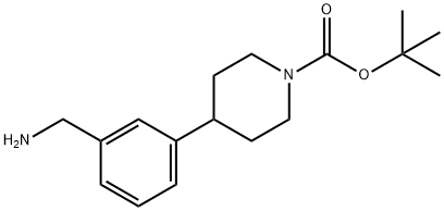 1-Piperidinecarboxylic acid, 4-[3-(aminomethyl)phenyl]-, 1,1-dimethylethyl ester 结构式