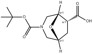 (1R,5S,6R)-3-(叔-丁氧羰基)-8-氧杂-3-氮杂二环[3.2.1]辛烷-6-羧酸 结构式