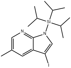 1H-Pyrrolo[2,3-b]pyridine, 3-iodo-5-methyl-1-[tris(1-methylethyl)silyl]- 结构式
