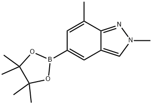 2,7-二甲基-5-(4,4,5,5-四甲基-1,3,2-二氧杂硼烷-2-基)-2H-吲唑 结构式