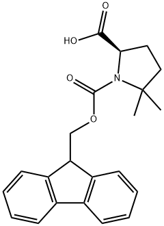 (R)-1-(((9H-芴-9-基)甲氧基)羰基)-5,5-二甲基吡咯烷-2-羧酸 结构式