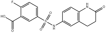 2-氟-5-(N-(2-氧代-1,2,3,4-四氢喹啉-6-基)磺酰胺基)苯甲酸 结构式