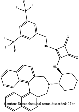 3-[[[3,5-双(三氟甲基)苯基]甲基]氨基]-4-[[(1S,2S)-2-[(11BR)-3,5-二氢-4H-二萘[2,1]-C:1',2'-E]氮杂-4-基]环己基]氨基] -3-环丁烯-1,2-二酮 结构式