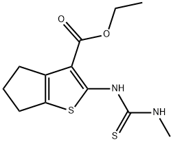 4H-Cyclopenta[b]thiophene-3-carboxylic acid, 5,6-dihydro-2-[[(methylamino)thioxomethyl]amino]-, ethyl ester 结构式