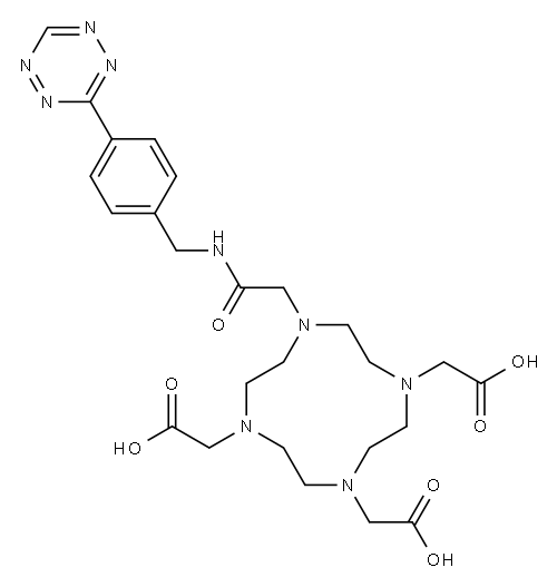 1,4,7,10-Tetraazacyclododecane-1,4,7-triacetic acid, 10-[2-oxo-2-[[[4-(1,2,4,5-tetrazin-3-yl)phenyl]methyl]amino]ethyl]- 结构式