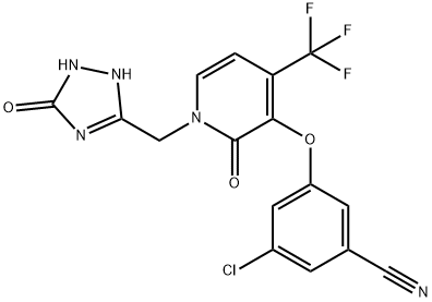 Benzonitrile, 3-chloro-5-[[1-[(2,5-dihydro-5-oxo-1H-1,2,4-triazol-3-yl)methyl]-1,2-dihydro-2-oxo-4-(trifluoromethyl)-3-pyridinyl]oxy]- 结构式