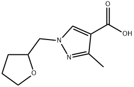 3-methyl-1-(oxolan-2-ylmethyl)-1-pyrazole-4-carboxylic acid 结构式