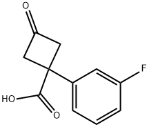 1-(3-氟苯基)-3-氧代环丁烷-1-羧酸 结构式