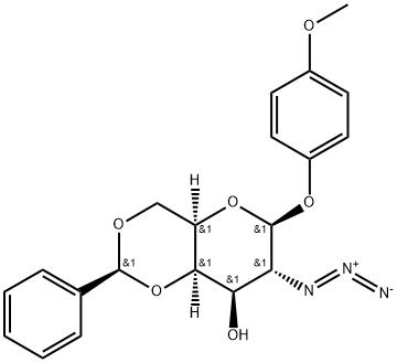 4-甲氧基苯基 2-叠氮基-2-脱氧-4,6-O-[(S)-苯基亚甲基]-BETA-D-吡喃半乳糖苷 结构式