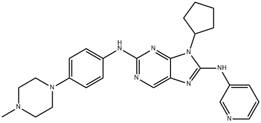 9H-Purine-2,8-diamine, 9-cyclopentyl-N2-[4-(4-methyl-1-piperazinyl)phenyl]-N8-3-pyridinyl- 结构式