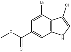 Methyl 4-Bromo-3-chloro-indole-6-carboxylate 结构式