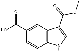 3-(甲氧羰基)-1H-吲哚-5-羧酸 结构式