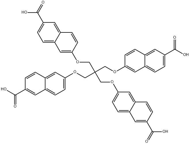 2-Naphthjavascript:void(0)alenecarboxylic acid, 6,6'-[[2,2-bis[[(6-carboxy-2-naphthalenyl)oxy]methyl]-1,3-propanediyl]bis(oxy)]bis- 结构式