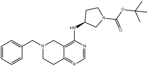 1-Pyrrolidinecarboxylic acid, 3-[[5,6,7,8-tetrahydro-6-(phenylmethyl)pyrido[4,3-d]pyrimidin-4-yl]amino]-, 1,1-dimethylethyl ester, (3S)- 结构式