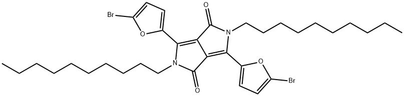 Pyrrolo[3,4-c]pyrrole-1,4-dione, 3,6-bis(5-bromo-2-furanyl)-2,5-didecyl-2,5-dihydro- 结构式