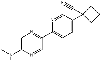 Cyclobutanecarbonitrile, 1-[6-[5-(methylamino)-2-pyrazinyl]-3-pyridinyl]- 结构式