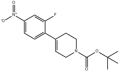 1(2H)-Pyridinecarboxylic acid, 4-(2-fluoro-4-nitrophenyl)-3,6-dihydro-, 1,1-dimethylethyl ester 结构式