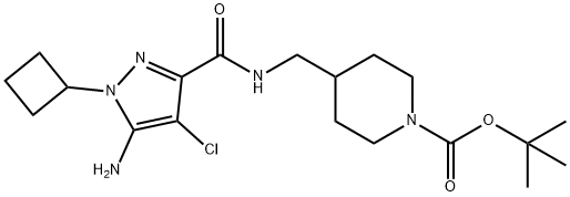 tert-butyl4-((5-amino-4-chloro-1-cyclobutyl-1H-pyrazole-3-carboxamido)methyl)piperidine-1-carboxylate 结构式