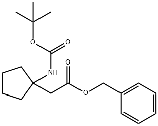 Cyclopentaneacetic acid, 1-[[(1,1-dimethylethoxy)carbonyl]amino]-, phenylmethyl ester 结构式