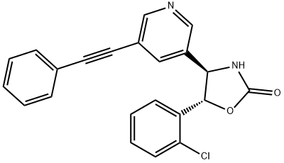 2-Oxazolidinone, 5-(2-chlorophenyl)-4-[5-(2-phenylethynyl)-3-pyridinyl]-, (4R,5R)- 结构式