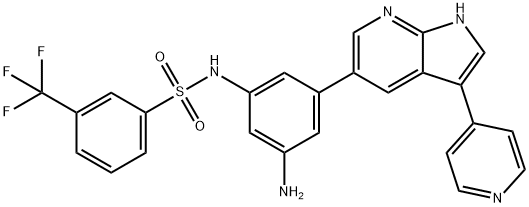Benzenesulfonamide, N-[3-amino-5-[3-(4-pyridinyl)-1H-pyrrolo[2,3-b]pyridin-5-yl]phenyl]-3-(trifluoromethyl)- 结构式