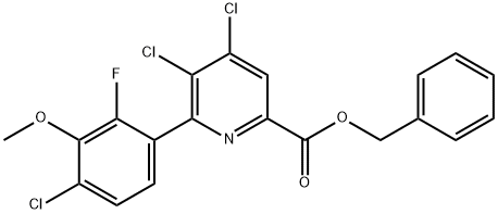 2-Pyridinecarboxylic acid, 4,5-dichloro-6-(4-chloro-2-fluoro-3-methoxyphenyl)-, phenylmethyl ester 结构式