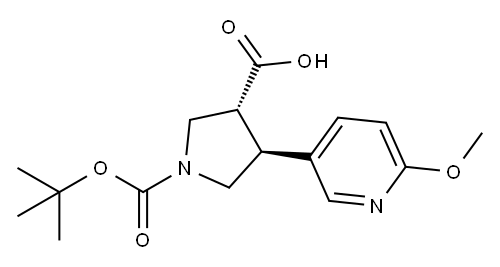 (Tert-Butoxy)Carbonyl (±)-trans-4-(6-methoxy-3-pyridinyl)-pyrrolidine-3-carboxylic acid 结构式