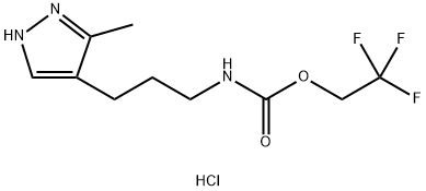 2,2,2-三氟乙基-N-[3-(5-甲基-1H-吡唑-4-基)丙基]氨基甲酸酯盐酸盐 结构式