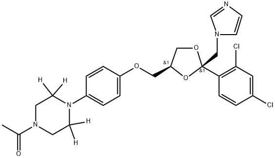 (±)-Ketoconazole-d4 (piperazine-3,3,5,5-d4) (cis-isomers)	 结构式