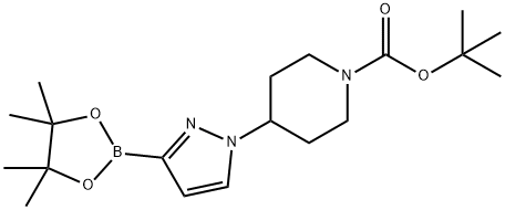 1,1-Dimethylethyl  4-[3-(4,4,5,5-Tetramethyl-1,3,2-dioxaborolan-2-yl)-1H-pyrazol-1-yl]-1-piperidinecarboxylate 结构式