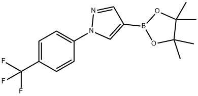 4-(4,4,5,5-四甲基-1,3,2-二氧硼杂环戊烷-2-基)-1-(4-(三氟甲基)苯基)-1H-吡唑 结构式