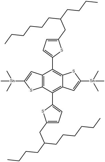 (4,8-双(5-(2-丁基辛基)噻吩-2-基)苯并[1,2-B:4,5-B']二噻吩-2,6-二基)二(三甲基锡烷) 结构式