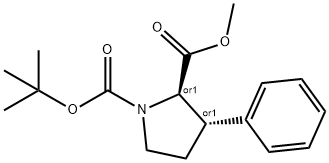 Rel-1-(tert-butyl) 2-methyl (2R,3S)-3-phenylpyrrolidine-1,2-dicarboxylate 结构式