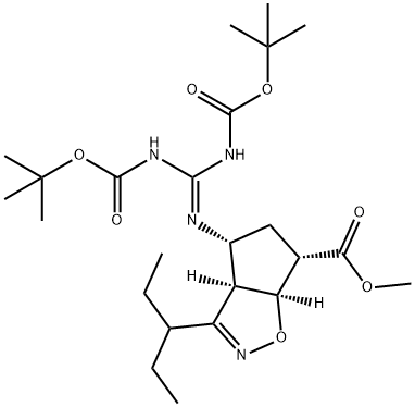 (3AR,4R,6S,6AS)-甲基 4-((Z)-2,3-二(叔-丁氧羰基)胍基)-3-(戊烷-3-基)-4,5,6,6A-四氢-3AH-环戊二烯并[D]异噻唑-6-甲酸基酯 结构式