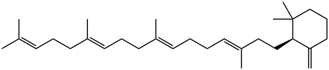 Cyclohexane, 1,1-dimethyl-3-methylene-2-[(3E,7E,11E)-3,8,12,16-tetramethyl-3,7,11,15-heptadecatetraenyl]-, (2S)- (9CI) 结构式