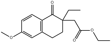 2-(2-乙基-6-甲氧基-1-氧代-1,2,3,4-四氢萘-2-基)乙酸乙酯 结构式