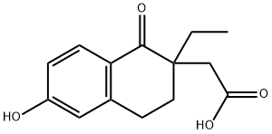 2-(2-乙基-6-羟基-1-氧代-1,2,3,4-四氢萘-2-基)乙酸 结构式