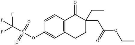 2-(2-乙基-1-氧代-6-(((三氟甲基)磺酰基)氧基)-1,2,3,4-四氢萘-2-基)乙酸乙酯 结构式