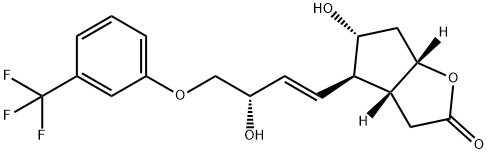 2H-Cyclopenta[b]furan-2-one, hexahydro-5-hydroxy-4-[(1E,3S)-3-hydroxy-4-[3-(trifluoromethyl)phenoxy]-1-buten-1-yl]-, (3aR,4R,5R,6aS)- 结构式