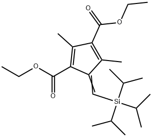 1,3-Cyclopentadiene-1,3-dicarboxylic acid, 2,4-dimethyl-5-[[tris(1-methylethyl)silyl]methylene]-, 1,3-diethyl ester 结构式