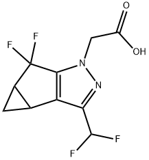 2-(3-(二氟甲基)-5,5-二氟-3B,4,4A,5-四氢-1H-环丙烷[3,4]环戊[1,2-C]吡唑-1-基)乙酸 结构式