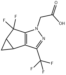 2-(5,5-二氟-3-(三氟甲基)-3B,4,4A,5-四氢-1H-环丙烷[3,4]环戊[1,2-C]吡唑-1-基)乙酸 结构式