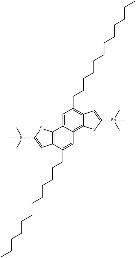 (5,10-Didodecylnaphtho[1,2-b:5,6-b']dithiophene-2,7-diyl)bis(trimethylstannane) 结构式