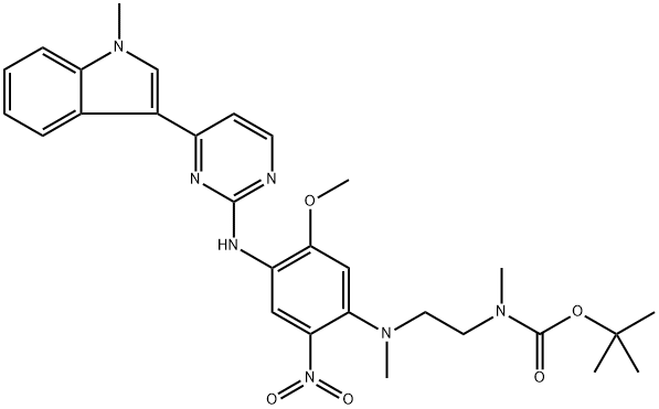 tert-butyl N-[2-[[5-methoxy-4-[[4-(1-methylindol-3-yl)pyrimidin-2-yl]amino]-2-nitrophenyl](methyl)amino]ethyl]-N-methylcarbamate 结构式