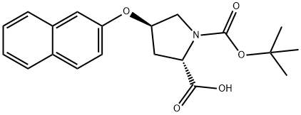 (2S,4R)-1-(叔丁氧基羰基)-4-(萘-2-基氧基)吡咯烷-2-甲酸 结构式
