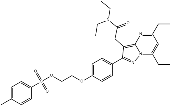 Pyrazolo[1,5-a]pyrimidine-3-acetamide, N,N,5,7-tetraethyl-2-[4-[2-[[(4-methylphenyl)sulfonyl]oxy]ethoxy]phenyl]- 结构式