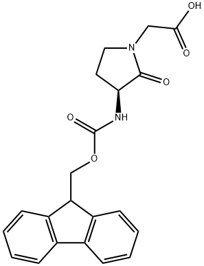 2-[(3S)-3-({[(9H-fluoren-9-yl)methoxy]carbonyl}amino)-2-oxopyrrolidin-1-yl]acetic acid 结构式