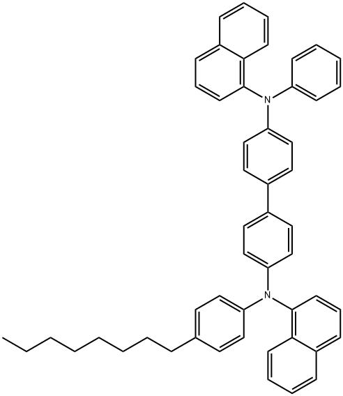 N4,N4'-二(萘-1-基)-N4-(4-辛基苯基)-N4'-HENYLBIPHENYL-4,4'-二胺 结构式